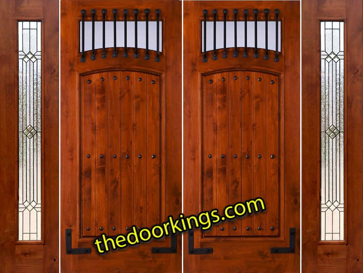sw64 knotty alder double door with two builder patina sidelites